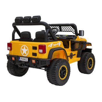 Autko terenowe Geoland Power dla 2 dzieci Żółty + Pilot + Silniki 2x200W + Bagażnik + Radio MP3 + LED